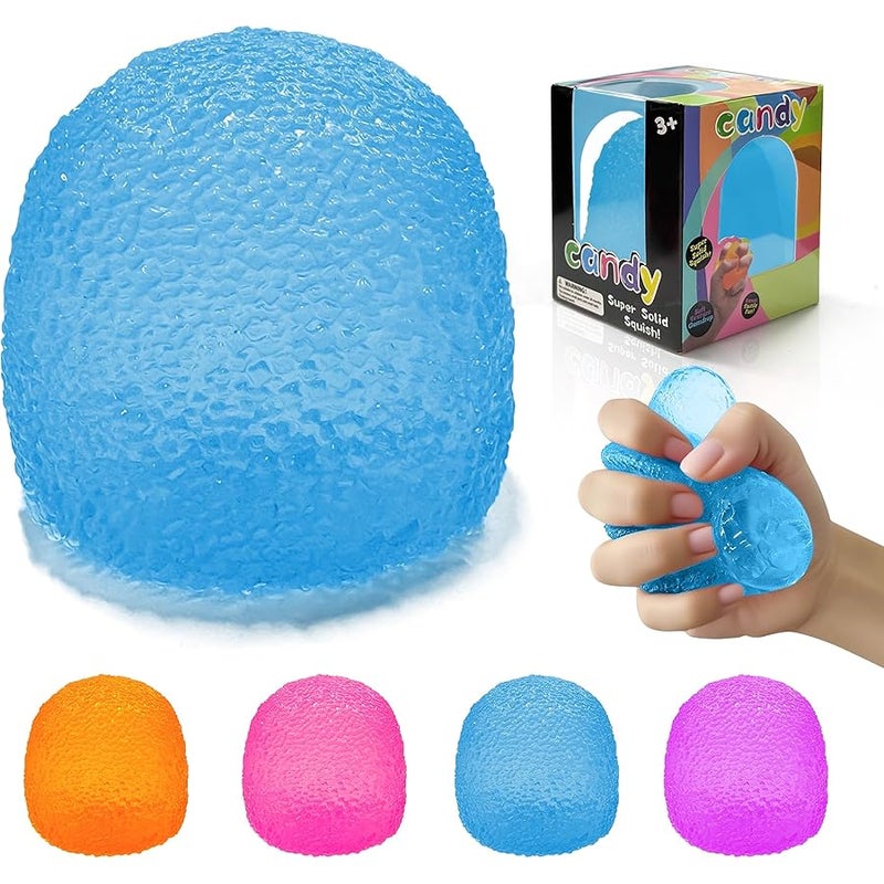 AuraGlaze Stress Balls-Gumdrop Squishy Stress for Kids and Adults, Super Solid Squeeze Ball, Sensory for Stress Relief, Birthday, Easter Basket Stuffers and Party Favors (Blue) - Image 1