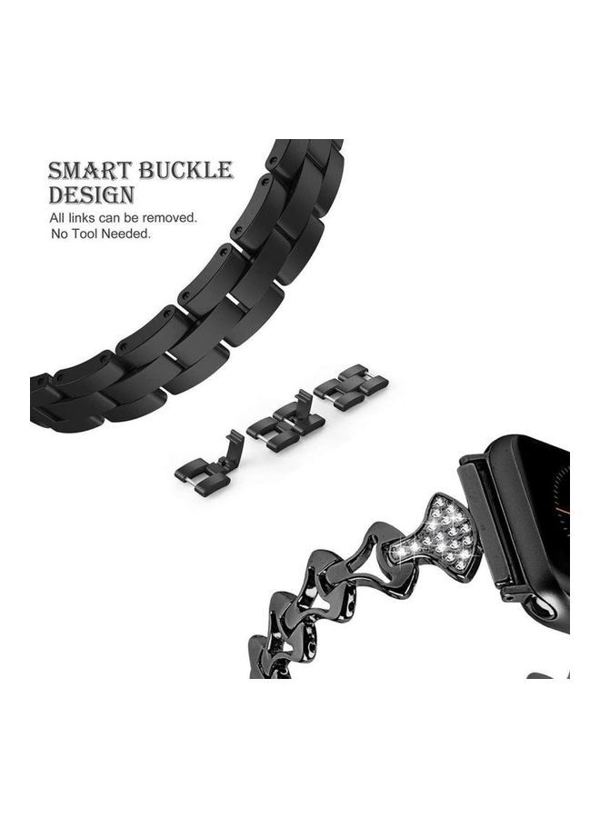 NIBEMINENT C-Type Diamond Steel Replacement Strap Watchband For Apple Watch Series 7/6/5/4/3/2/1/SE 45/44/42mm Rose Gold - Image 5