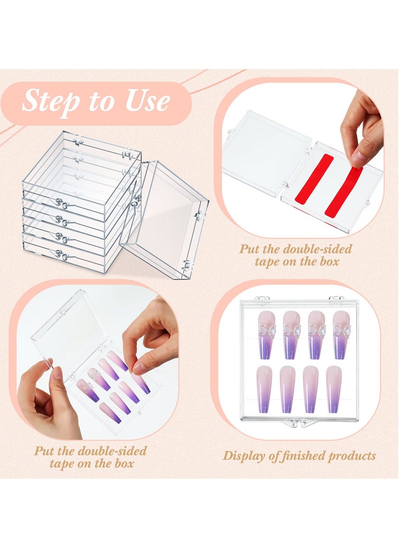 15 Pcs Acrylic Nail Display Stand and Storage Box with 30 Double-Sided Adhesive Tapes for Salon and Home Use - Image 3