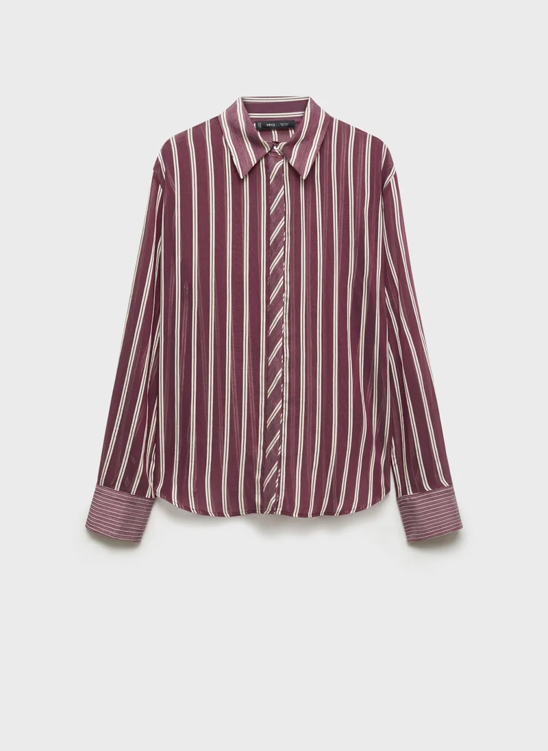 MANGO Casual Striped Lyocell Shirt