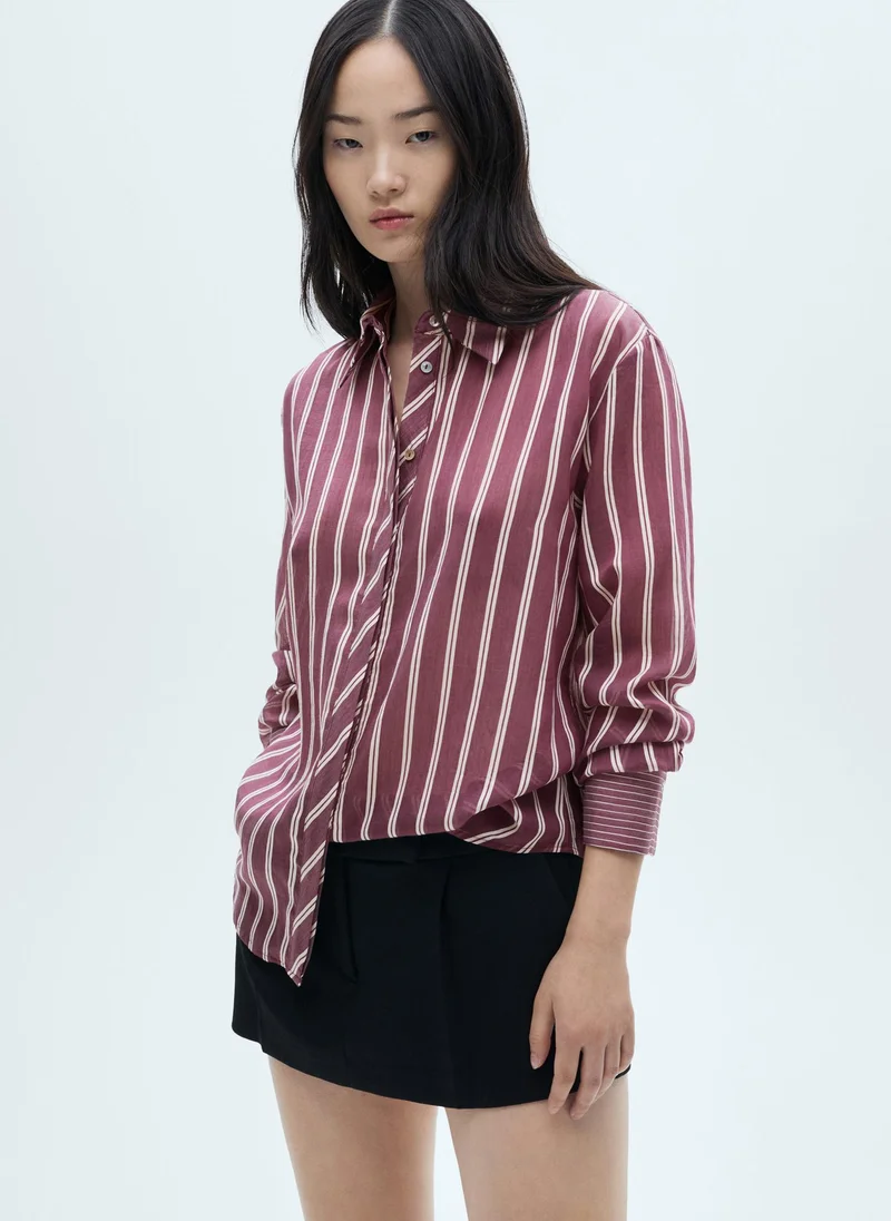 MANGO Casual Striped Lyocell Shirt