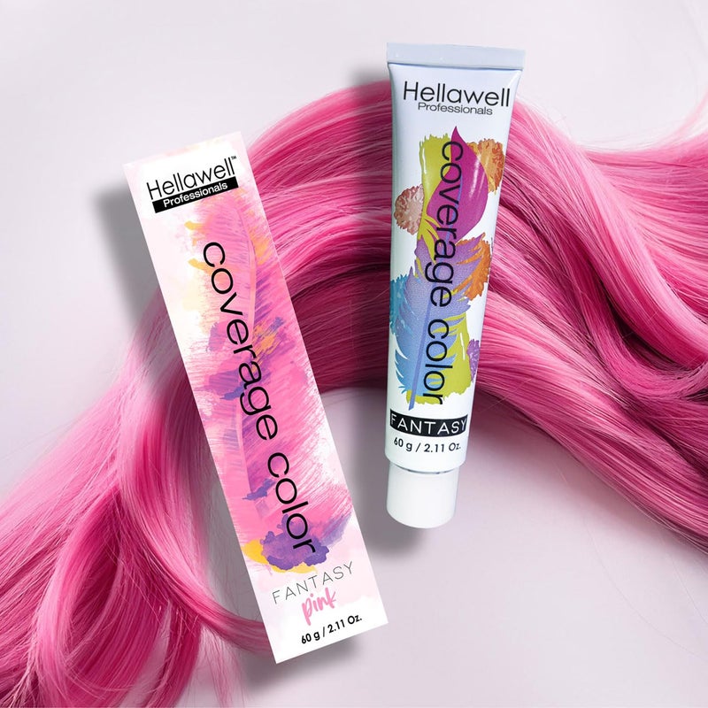 Hellawell Professional Hair Dye Coverage Color Fantasy Semipermanent oxidation coloring cream Pink 211oz