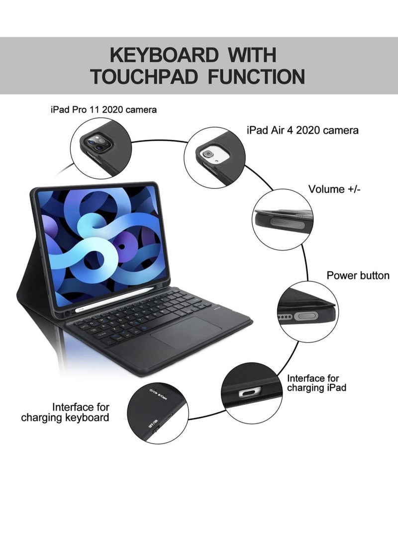 Raxoom iPad Keyboard Case for iPad Air 4th Generation, Detachable Wireless Bluetooth Trackpad Keyboard, Smart Folio Cover with Pencil Holder, - Image 3