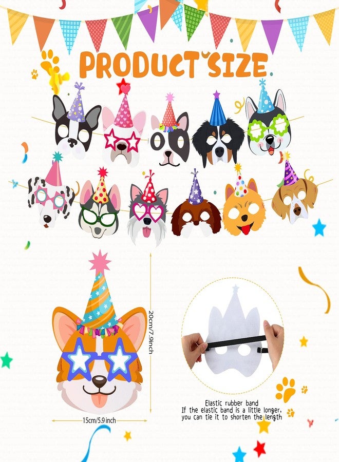 Zhanmai 12 Pcs Dog Party Favor Masks for Kids Funny Soft Felt Masks Puppy Themed Birthday Supplies Banner Decoration for Dog Pet Birthday Animal Costume Cosplay Party Favors Baby Shower, 12 Styles - Image 2