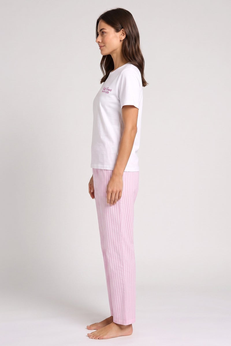 Threadbare Women 2 Pcs Embroidered Pajama Top And Bottom Set, Multicolor - Image 3
