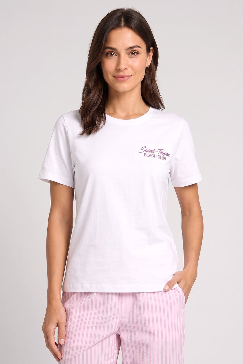 Threadbare Women 2 Pcs Embroidered Pajama Top And Bottom Set, Multicolor - Image 2