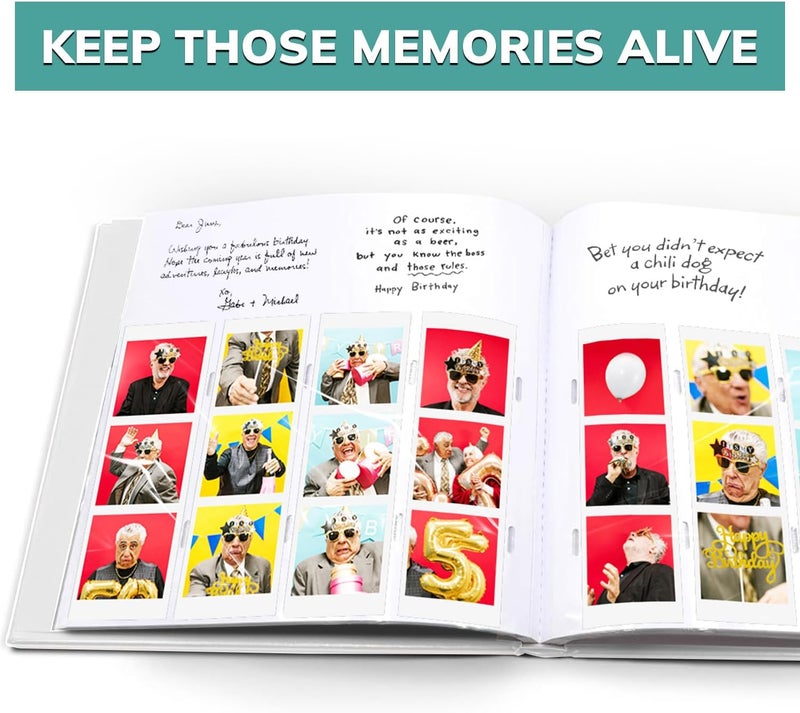 pbf PHOTO BOOTH FRAMES PBF (1 Pack) Photo Booth Album, Guest Book with 2x6 Clear Picture Inserts, White Cover with Plastic Sleeves & White Pages, Scrapbook Album for Photo Strips, Memory Book, Wedding, and Baby Showers - Image 3