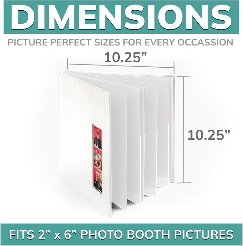 pbf PHOTO BOOTH FRAMES PBF (1 Pack) Photo Booth Album, Guest Book with 2x6 Clear Picture Inserts, White Cover with Plastic Sleeves & White Pages, Scrapbook Album for Photo Strips, Memory Book, Wedding, and Baby Showers - Image 2