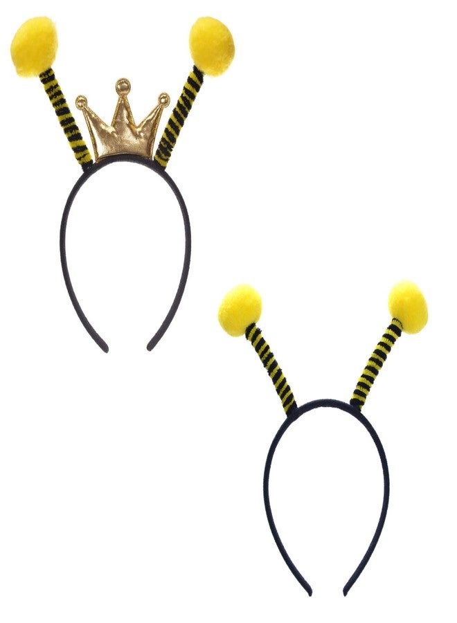 Yilistore Bee Antenna Headbands, Yellow and Black Striped, Crown Design, 2 Pack, Party Costume Accessories for Halloween, Christmas - Image 1