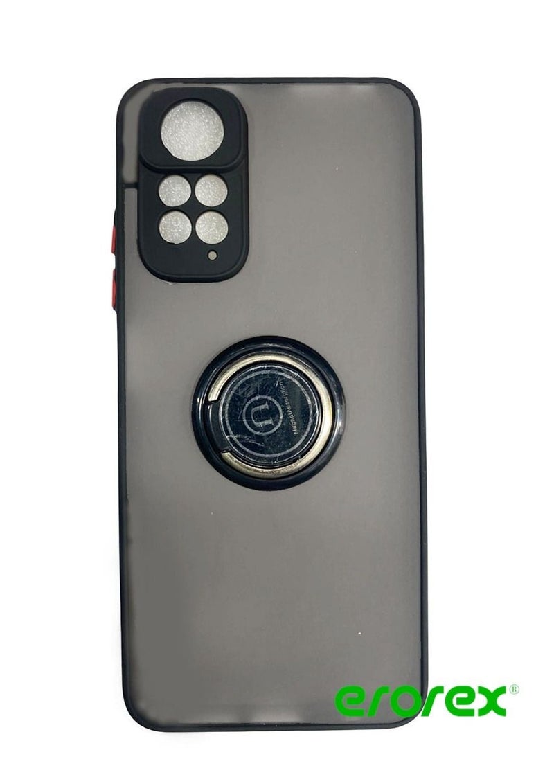 إيروريكس - غطاء حماية لهاتف Redmi Note 11 مع حامل حلقي مغناطيسي أسود - Image 1
