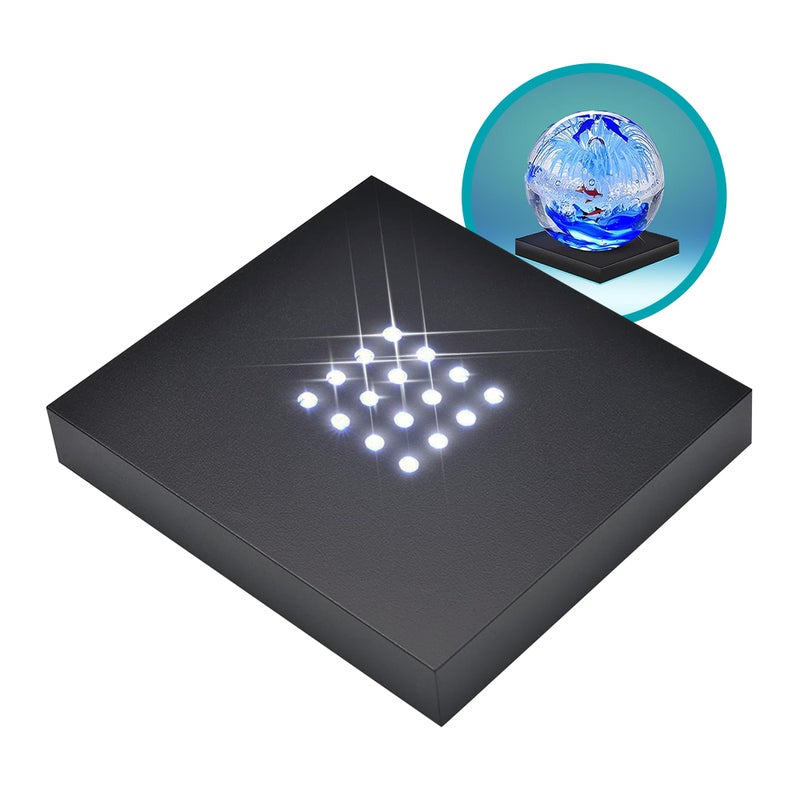 ASENTE 16 White- Light LED Lighted Base for Glass Art - Crystal Display, Lighted Acrylic Base, Glass Vases for Centerpieces Stand, Matte Black - Image 1