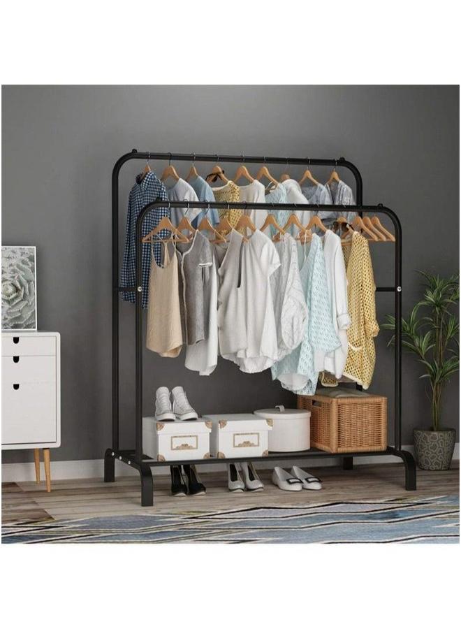 HOMESTAR Freestanding Hanger Double Pole Multi-functional Bedroom Clothing Rack, Black  - Image 2