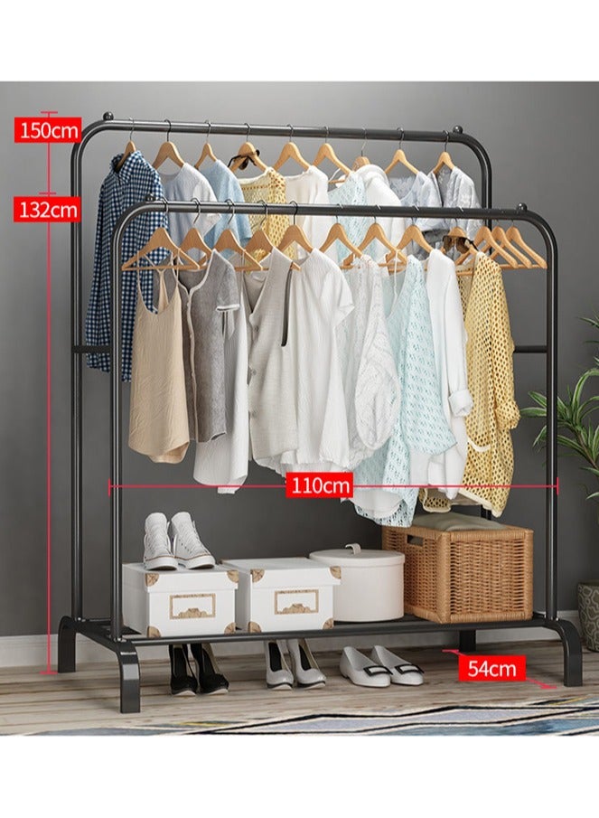 HOMESTAR Freestanding Hanger Double Pole Multi-functional Bedroom Clothing Rack, Black  - Image 3