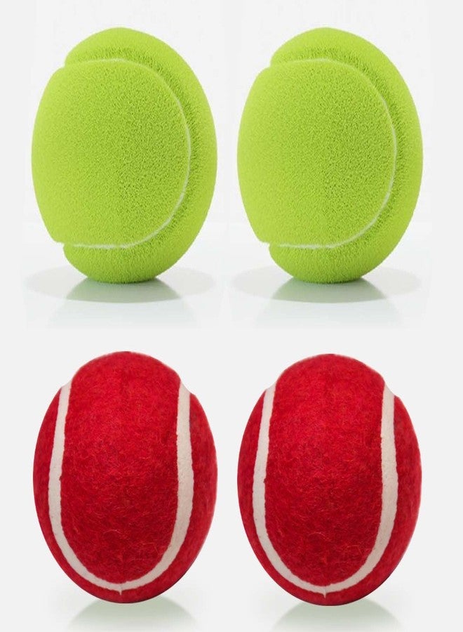 Fully Combo of 4 Pcs Rubber Light Weight Tennis Ball | Perfect for Recreational Sports, Cricket and Kids (2 Red Ball with 2 Green Balls) - Image 1