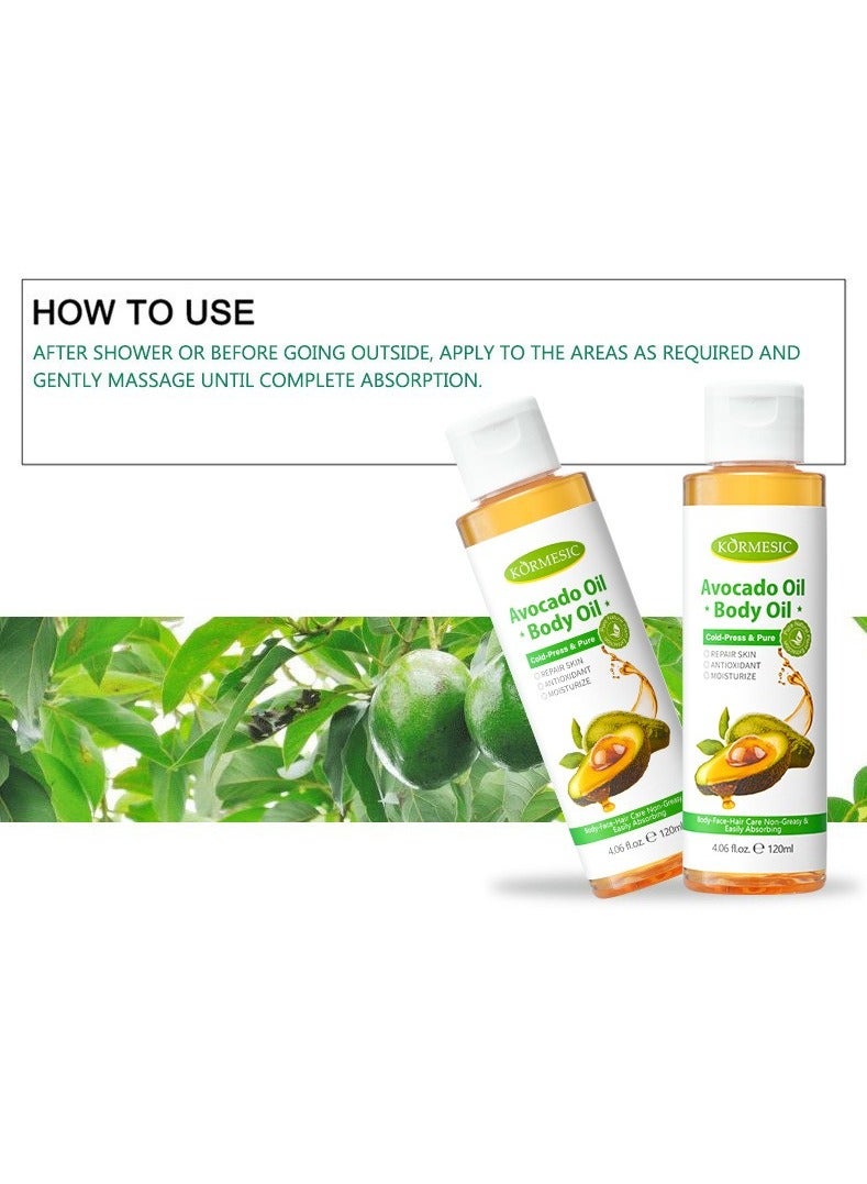 Kormesic زيت الأفوكادو زيت تدليك الجسم 120 مل-تغذية وتجديد شباب البشرة - Image 4