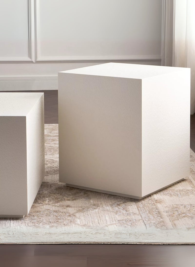 Karnak Mist 2-Piece White Rectangular Coffee Table Set – Modern Minimalist Block Design Center Tables for Living Room, Balcony & Office UAE - Image 4