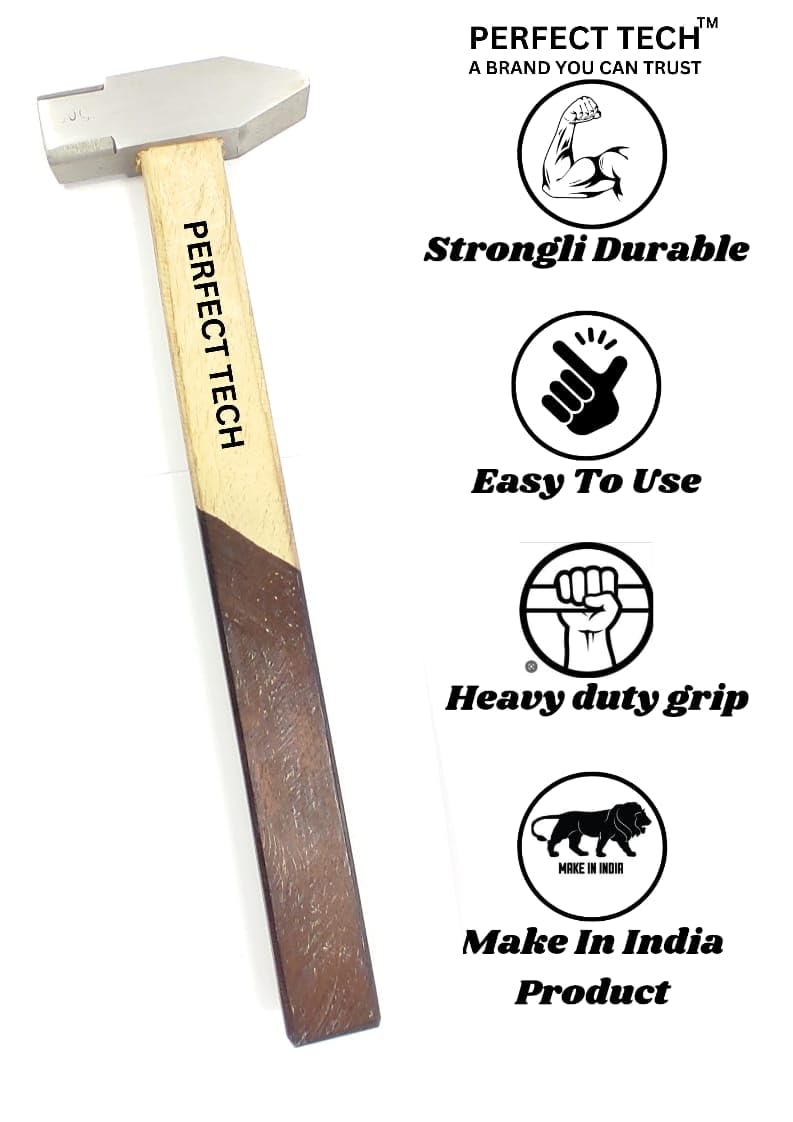 PERFECT TECH High Carbon Steel Hammer Frame Maker/Carpenters Hammer/Machinist Hammer With Double Colour Wooden Handle (300gram Head) - Image 1