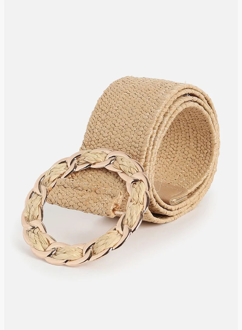 Haute Sauce Casual Textured Raffia Waist Belt For Women