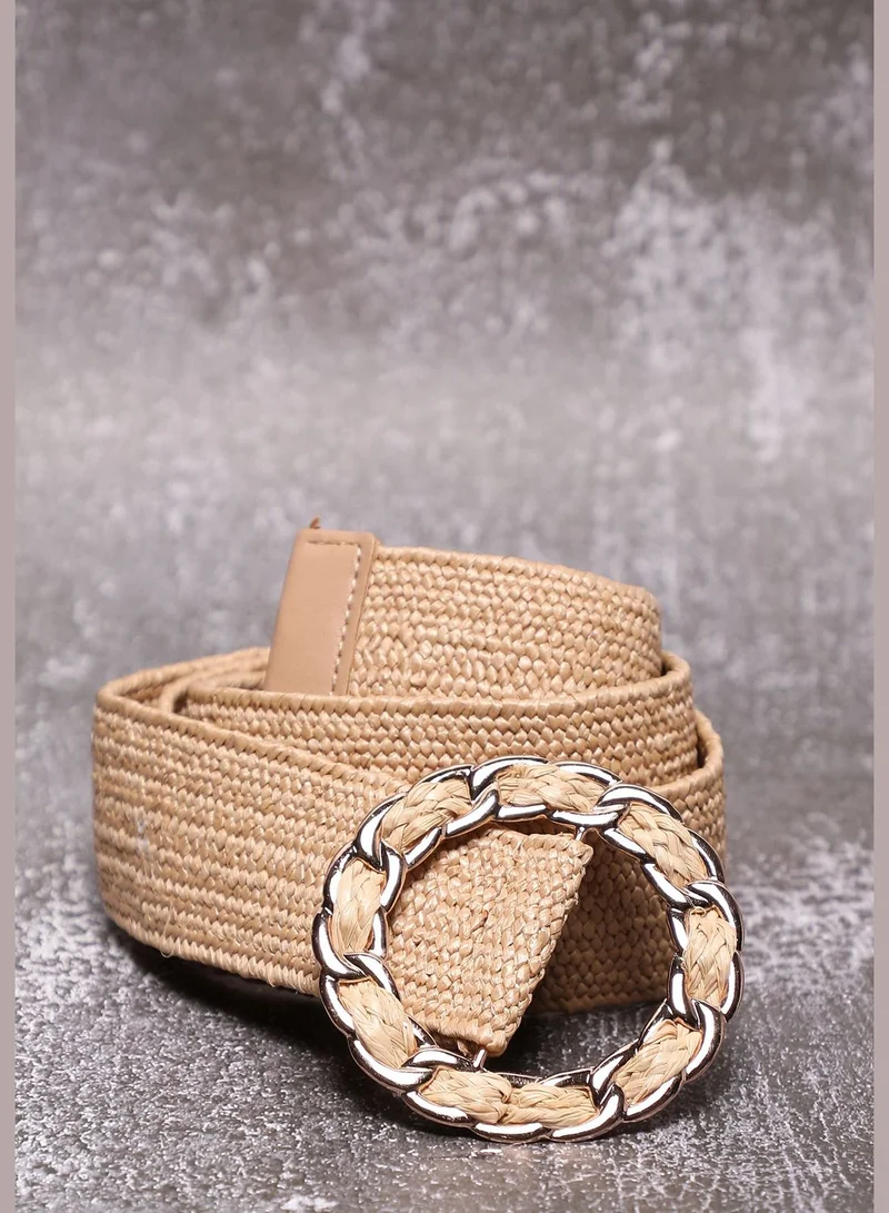 Haute Sauce Casual Textured Raffia Waist Belt For Women