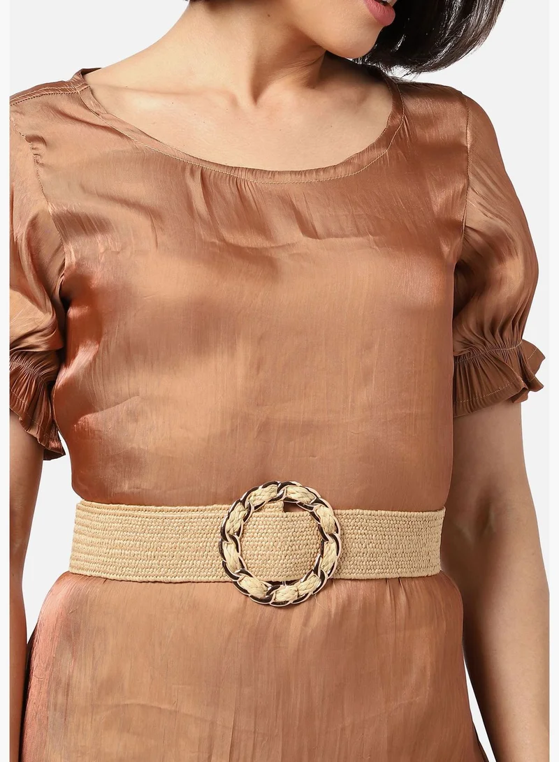Haute Sauce Casual Textured Raffia Waist Belt For Women