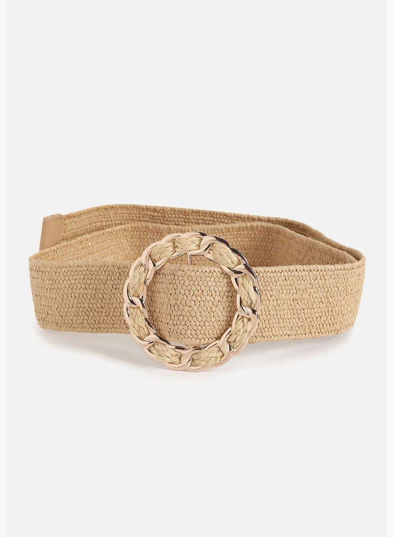 Haute Sauce Casual Textured Raffia Waist Belt For Women
