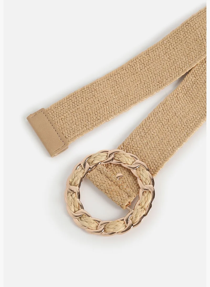 Haute Sauce Casual Textured Raffia Waist Belt For Women