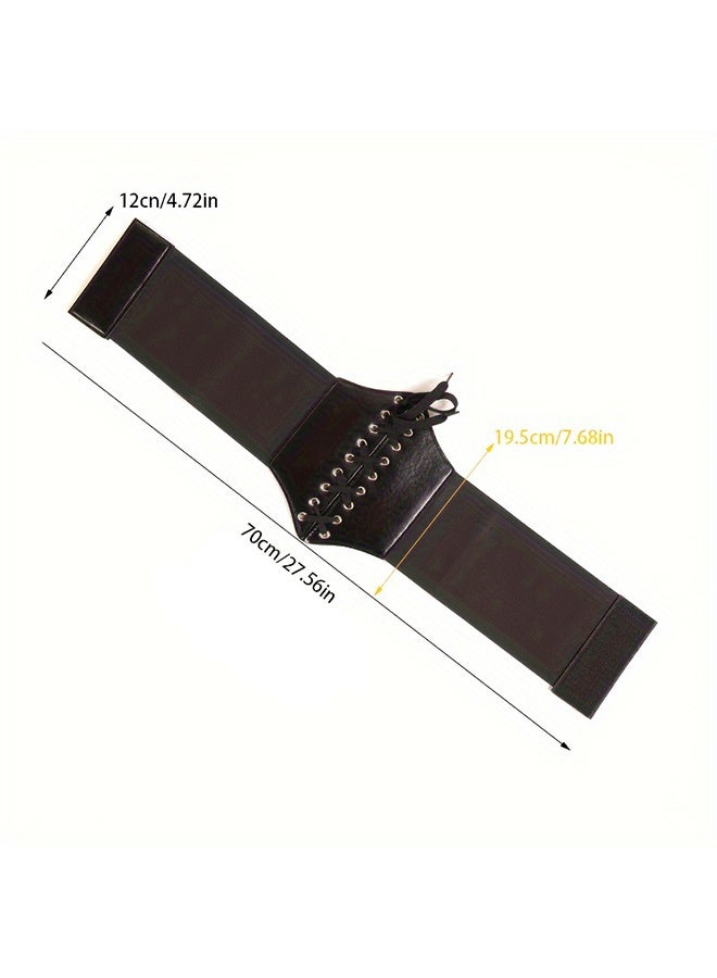 Free Size Corset Belt，Black Corset Waist Belt For Women, Wide Elastic Tie Waspie Belt For Dresses - Image 5