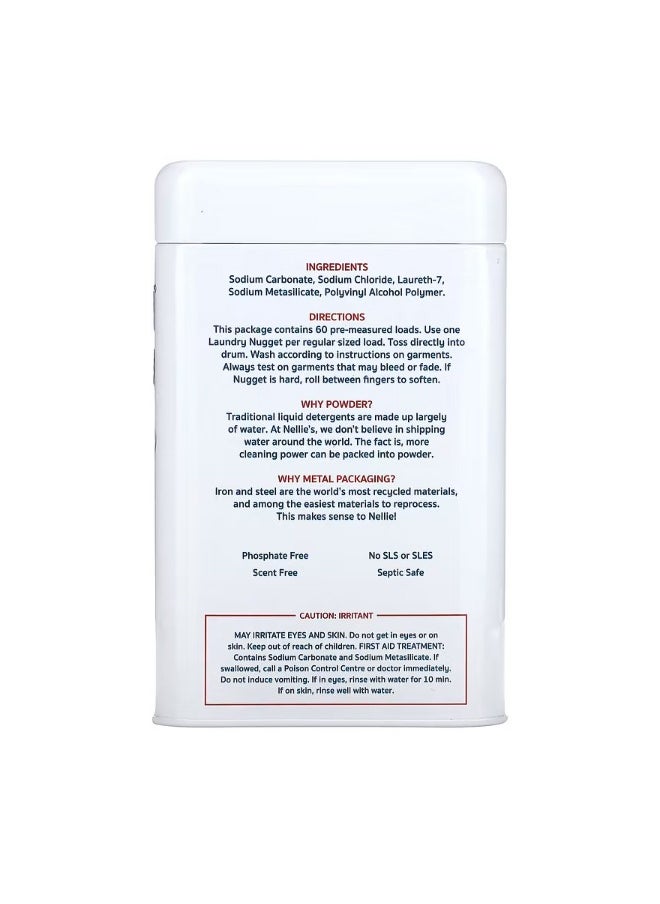 Nellie's Laundry Nuggets Unscented 60 Loads 1.85 lb 840 g  - Image 2
