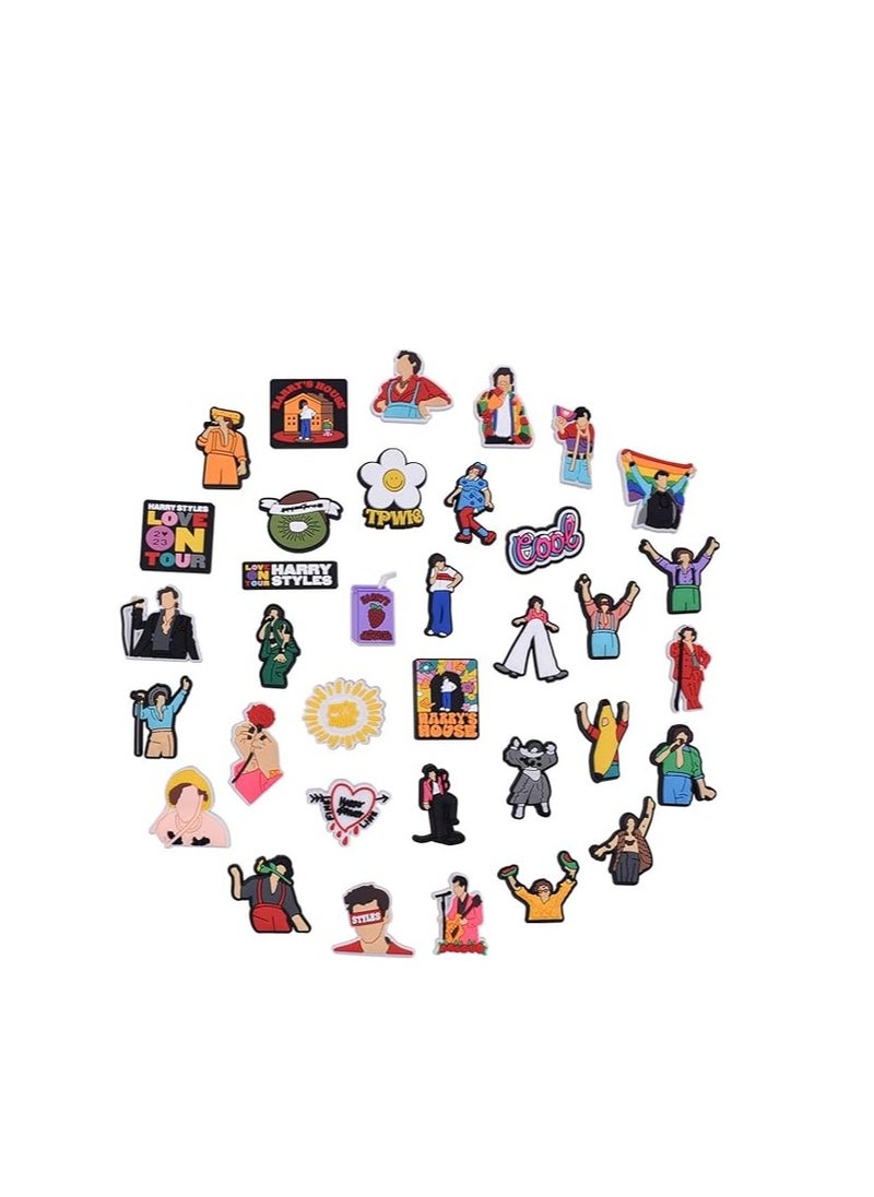 Excefore 35 PCS Harry New Styles Shoe Charm for Croc Jibit, Shoe Pins Decoration Accessories, for Clog Shoes Decorations Shoes Craft DIY, Harry Singer Styles Merch Birthday Gifts Party Supplies  - Image 1