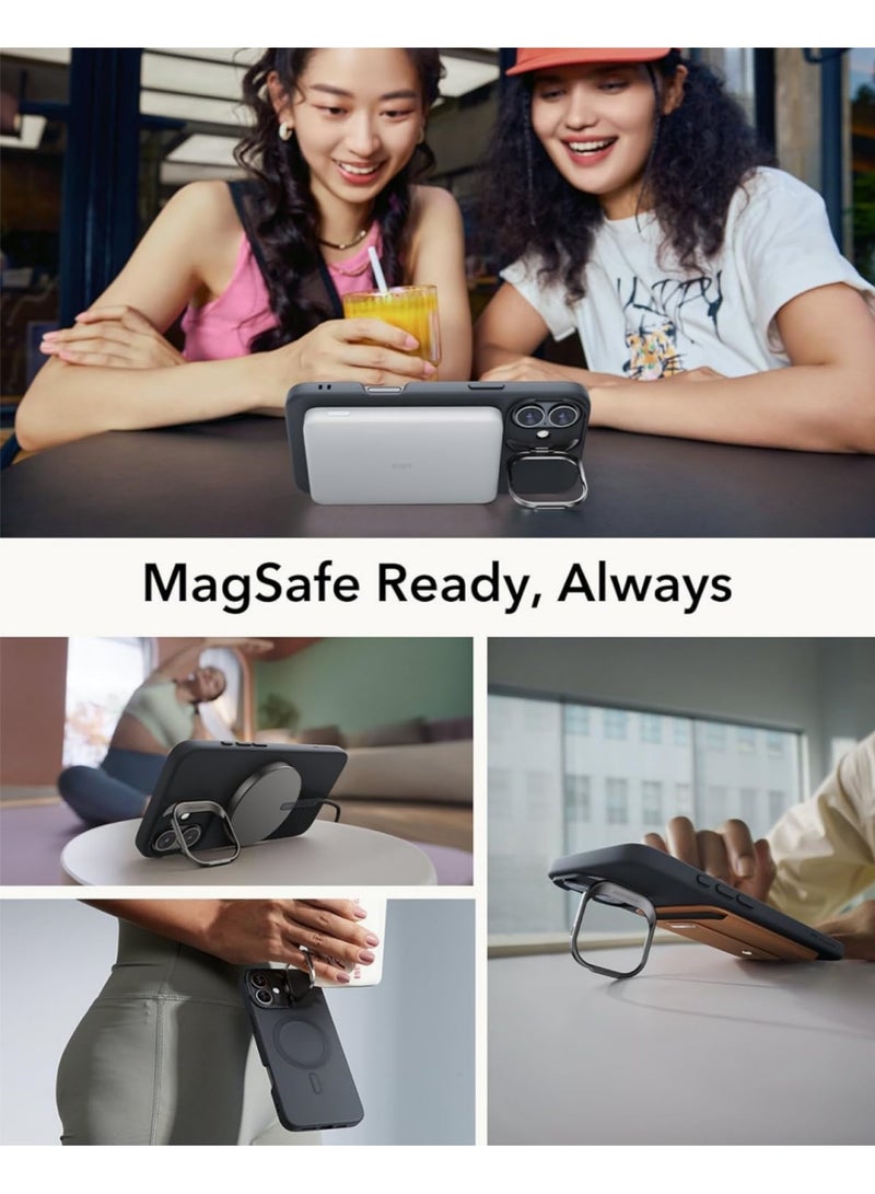 Aookay Case for iPhone 16 Compatible with MagSafe, Built-in Invisible Camera Stand, Translucent Matte Skin Feeling Protective Phone Cover (Black) - Image 3