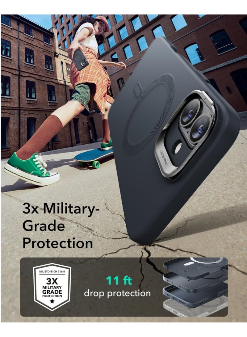 Aookay Case for iPhone 16 Compatible with MagSafe, Built-in Invisible Camera Stand, Translucent Matte Skin Feeling Protective Phone Cover (Black) - Image 5