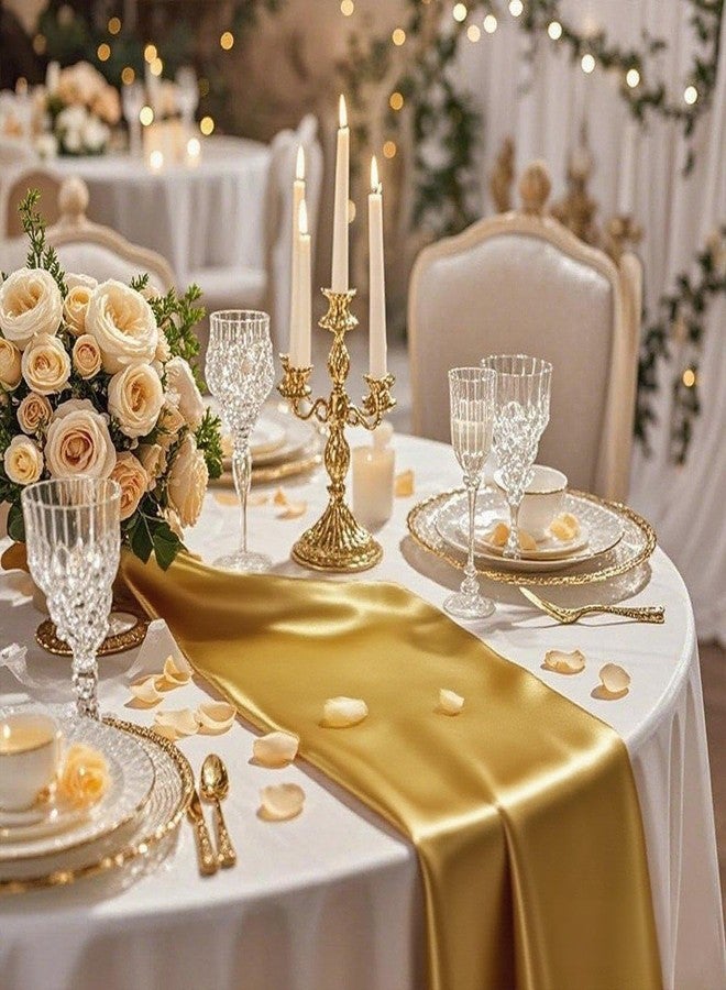 Gankar 10 Pack Gold Satin Table Runners, 12 x 108 Inch Long Gold Table Runner for Christmas Party Wedding Birthday Banquet Decor, Table Runners for Round Tables - Image 5