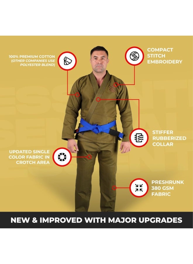 Sanabul  Sanabul Essential BJJ Gi for Men | Brazilian Jiu Jitsu Gi BJJ | Lightweight, Preshrunk Cotton Fabric | IBJJF Approved (Green, A0)  - Image 4