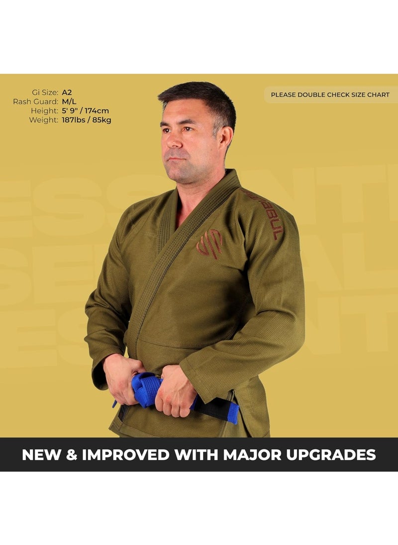 Sanabul  Sanabul Essential BJJ Gi for Men | Brazilian Jiu Jitsu Gi BJJ | Lightweight, Preshrunk Cotton Fabric | IBJJF Approved (Green, A0)  - Image 2