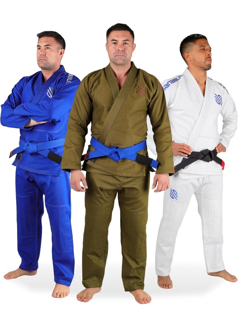 Sanabul  Sanabul Essential BJJ Gi for Men | Brazilian Jiu Jitsu Gi BJJ | Lightweight, Preshrunk Cotton Fabric | IBJJF Approved (Green, A0)  - Image 1
