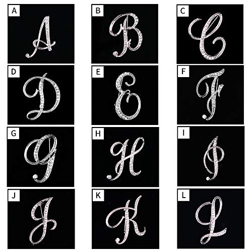 ETHOON Letter Brooch Pins Initial Rhinestone Brooch for Women Crafts Silvery M - Image 5