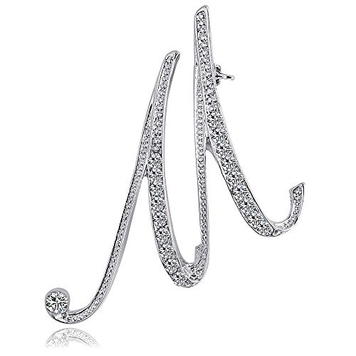 ETHOON Letter Brooch Pins Initial Rhinestone Brooch for Women Crafts Silvery M - Image 1