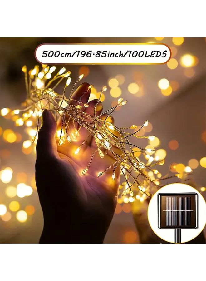 5M 100 LED Solar Firecracker String Lights Warm White For Indoor Christmas Tree - Image 3