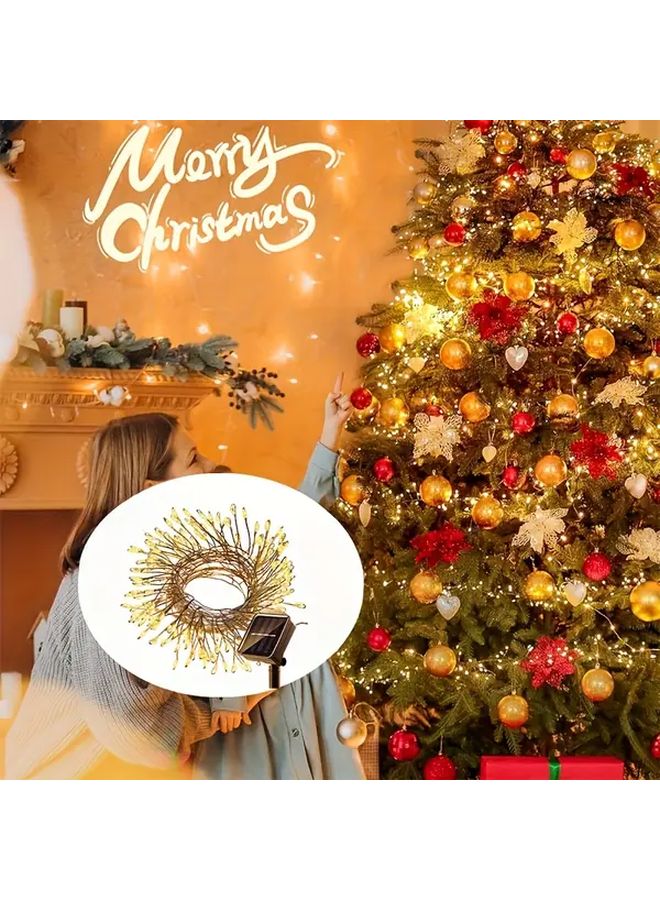 5M 100 LED Solar Firecracker String Lights Warm White For Indoor Christmas Tree - Image 4