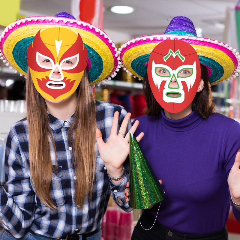 Sosation 72 Pcs Color Your Own Lucha Libre Masks Papel Picado Party DIY Blank Paper Mexican Luchador Masks with Ropes Graffiti Craft for Mexican Traditional Fiesta Birthday Party Favors - Image 4