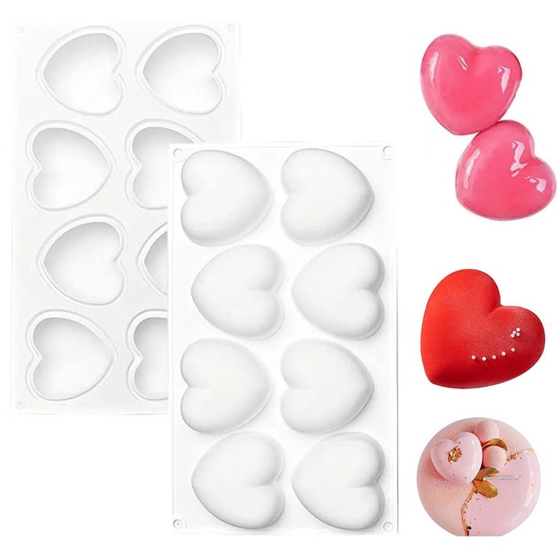 Husaini Mart HUSAINI MART 8 Slot 1 Pieces Heart Shaped Chocolate Mold Silicone Fondant Chocolate Mousse Cake Molds Tray Multifunction 3D Candy Dessert Molds for Home Kitchen DIY Baking Tools Pack of 1  - Image 1