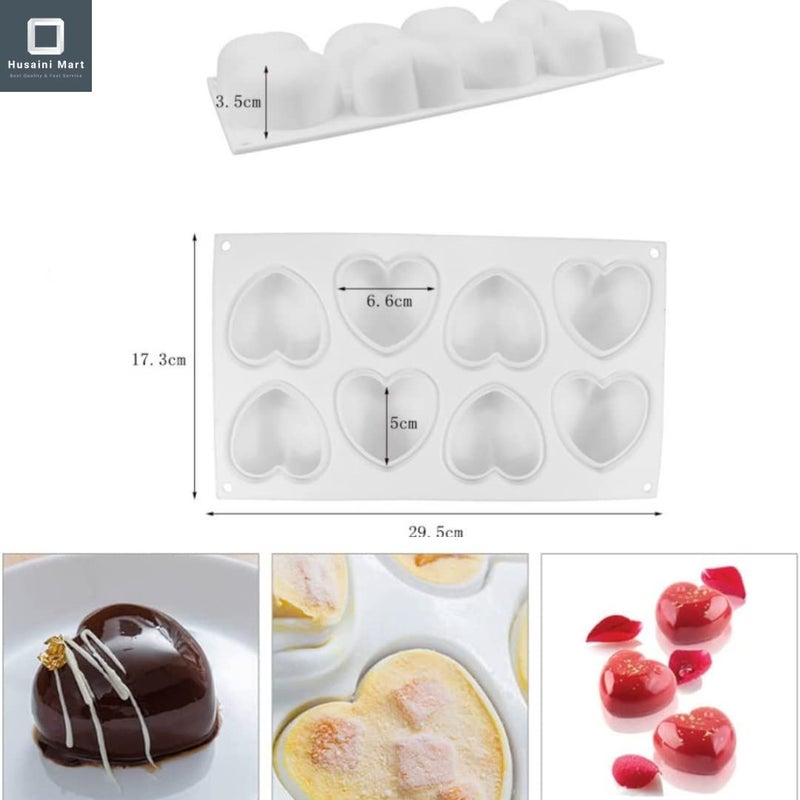Husaini Mart HUSAINI MART 8 Slot 1 Pieces Heart Shaped Chocolate Mold Silicone Fondant Chocolate Mousse Cake Molds Tray Multifunction 3D Candy Dessert Molds for Home Kitchen DIY Baking Tools Pack of 1  - Image 2