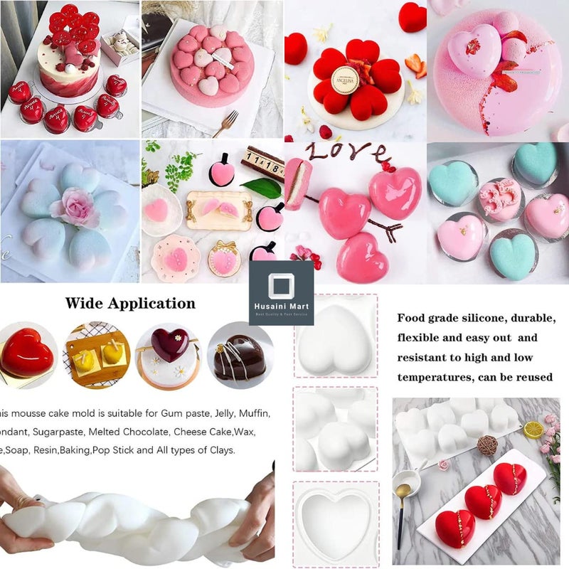 Husaini Mart HUSAINI MART 8 Slot 1 Pieces Heart Shaped Chocolate Mold Silicone Fondant Chocolate Mousse Cake Molds Tray Multifunction 3D Candy Dessert Molds for Home Kitchen DIY Baking Tools Pack of 1  - Image 4