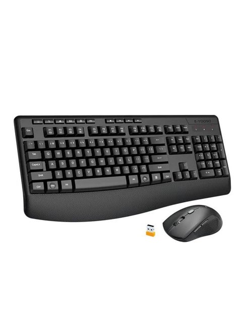 2.4G Wireless Keyboard and Mouse Combo,Full-Sized Ergonomic Keyboard with Palm Rest, Large Office Keyboard, 2400 DPI Mouse, Wireless Keyboard for Windows, Mac