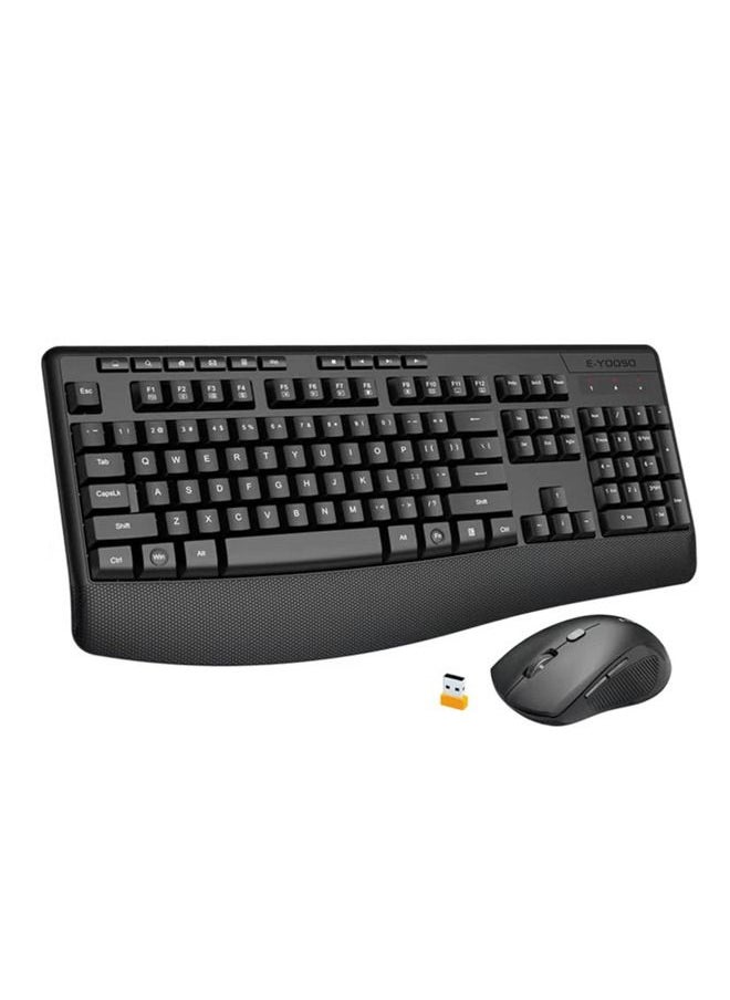 E-YOOSO - 2.4G Wireless Keyboard and Mouse Combo,Full-Sized Ergonomic Keyboard with Palm Rest, Large Office Keyboard, 2400 DPI Mouse, Wireless Keyboard for Windows, Mac - Image 1