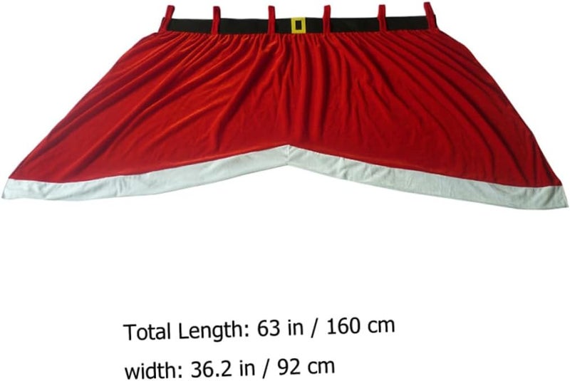 Christmas Window Curtains Red Valance Drapery Panels 92x160x77cm Xmas Decorative Curtain for Living Room Kitchen Home Holiday Décor - Image 2