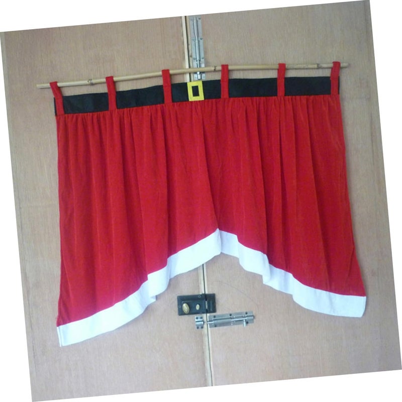 Christmas Window Curtains Red Valance Drapery Panels 92x160x77cm Xmas Decorative Curtain for Living Room Kitchen Home Holiday Décor - Image 4