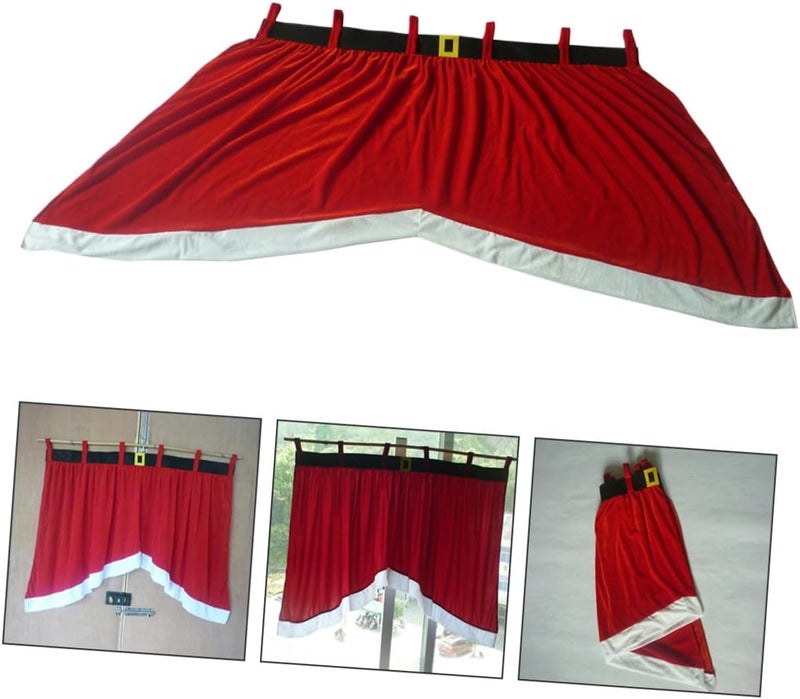 Christmas Window Curtains Red Valance Drapery Panels 92x160x77cm Xmas Decorative Curtain for Living Room Kitchen Home Holiday Décor - Image 5