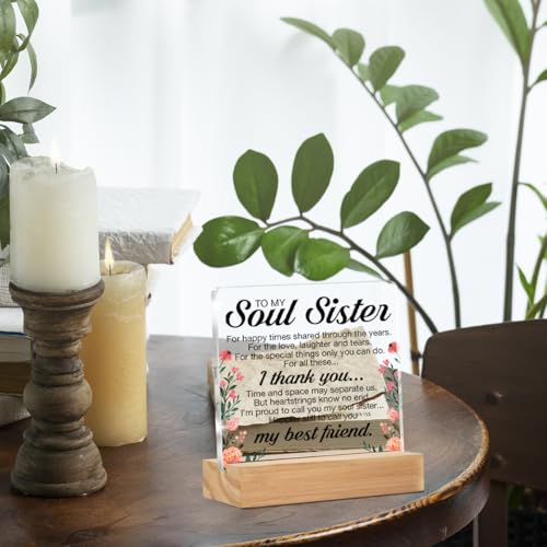 ZOSAN Soul Sister Gifts, Friendship Gifts for Best Friend Women, Thank You Gifts for Friends Women Soul Sister BFF, Soul Sister Clear Desk Decorative Sign - Image 5