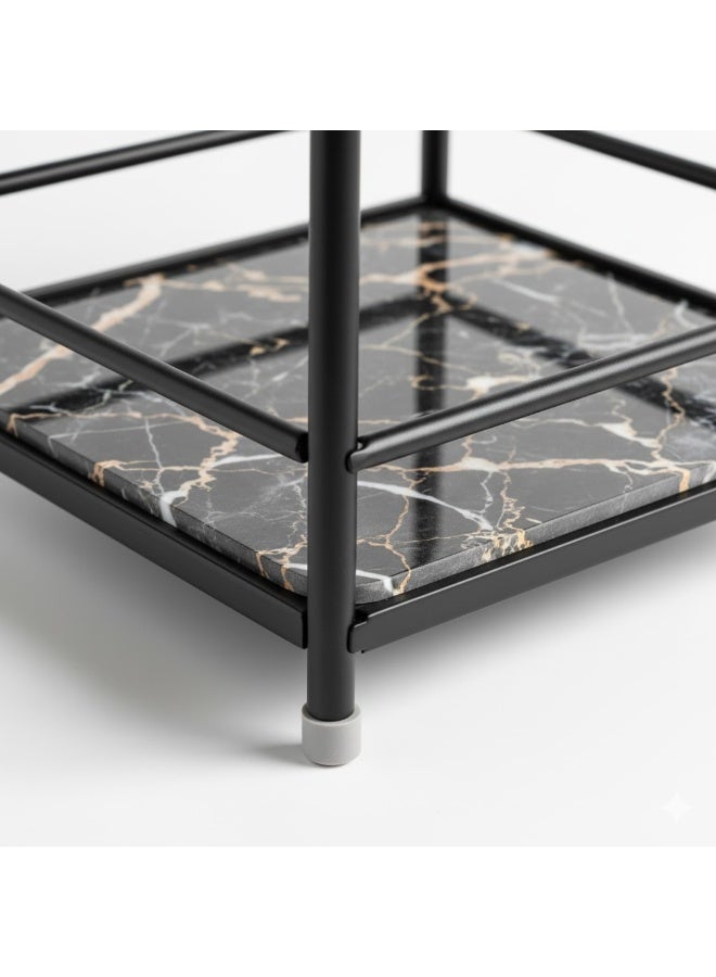 طلال رف منظم لحمام بثلاث طبقات - رف معدني لتخزين مستحضرات التجميل للعناية بالبشرة، مناسب للحمام وغرفة النوم | حامل منظم للعطور، ومستحضرات التجميل، والأمصال، واللوشن، ومنتجات التجميل (أسود) - Image 4